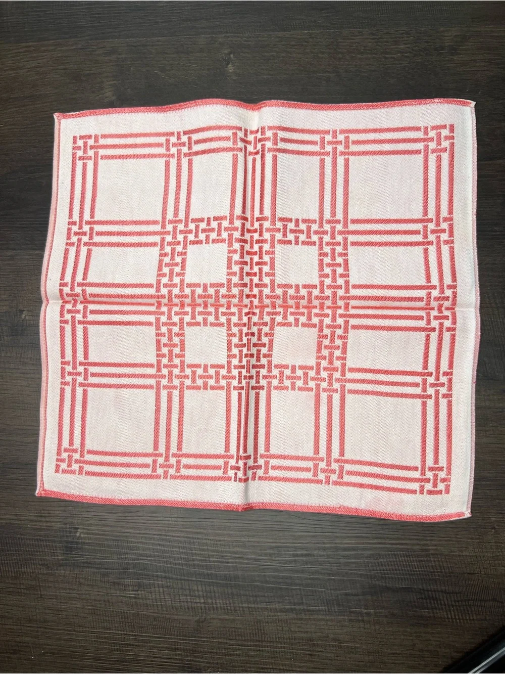 Set of Six Vintage White and Pink Patterned Napkins
